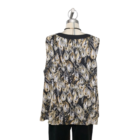 Michael Antoni Collection Plus  Black Brown & Yellow  Embellished Blouse Size 24 - Picture 13 of 16